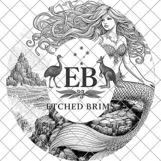 Mermaid 1 Laser Hat Burning Design, Digital Download PNG, Hat Burning Template, Hat Laser Engraving Design, Wide Brim Hat Laser File EB69