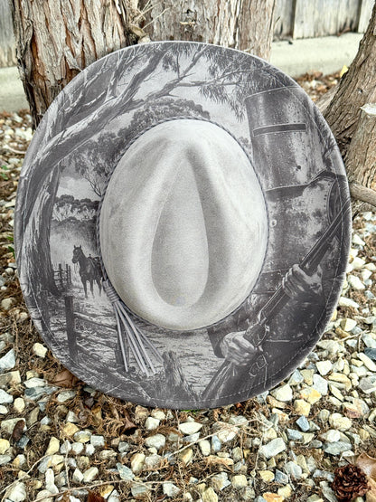 Ned Kelly Laser Engraved Hat – Australian Bushranger Outlaw Western Brim | Cowboy Cowgirl Fedora