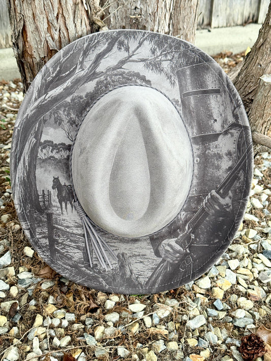 Ned Kelly Laser Engraved Hat – Australian Bushranger Outlaw Western Brim | Cowboy Cowgirl Fedora