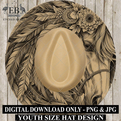 Youth Child Hat Burning Design, Bass Fish 6, Hat Burning Template, Cowboy Hat, Laser Engraving, Wide Brim Hat Design EBY555