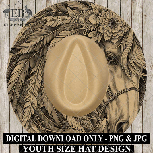 Youth Child Hat Burning Design, Bass Fish 6, Hat Burning Template, Cowboy Hat, Laser Engraving, Wide Brim Hat Design EBY555