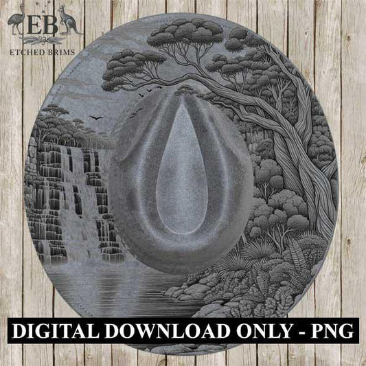 Waterfall 10 Laser Hat Burning Design, Digital Download PNG, Hat Burning Template, Hat Laser Engraving Design Wide Brim Hat Laser File EB110