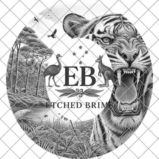Roaring Tiger, Hat Burning Design, Hat Engraving Template, Wide Brim Burned Hat, PNG Laser Design, EB791