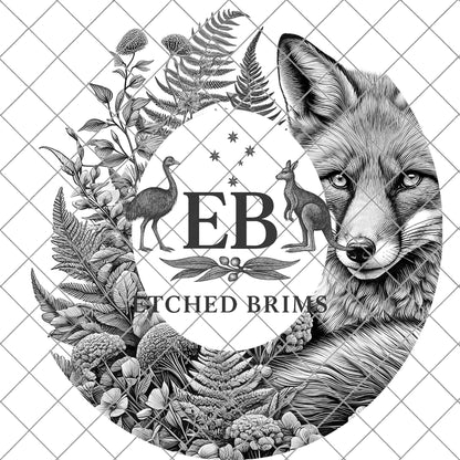 Woodland Fox, Hat Burning Design, Wide Brim Hat Template, Burned Hat PNG, Pyrography, Hat Design Pattern, EB817