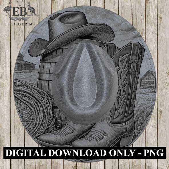 Cowboy Boots 3 Hat Engraving, Western Brim PNG Template, Digital Laser Design Wide Brim Faux Suede Hat, Boho,Laser Hat Burning File EB137