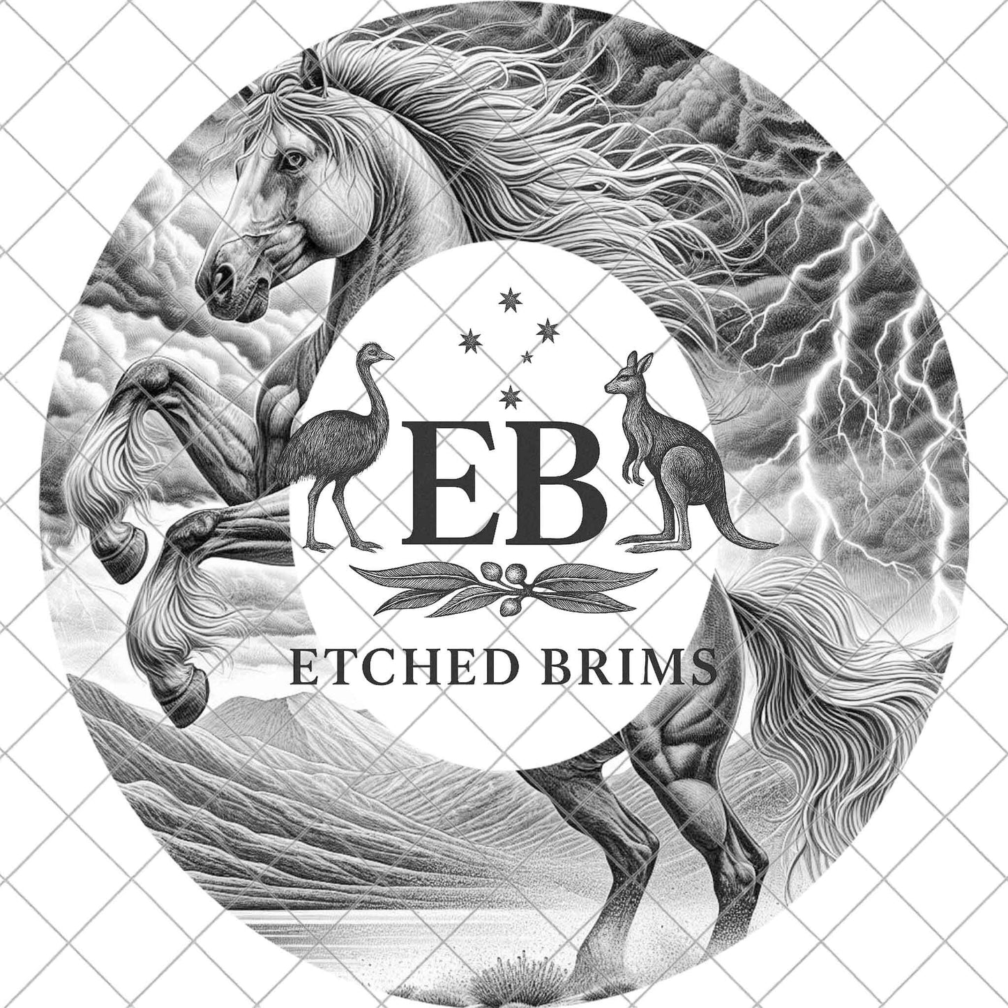 Wild Horse Storm Hat Burning Design, Western Laser Engraving Template for Wide Brim Fedora, EB949