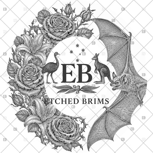 Bat Roses Lilies Laser Hat Burning Design, Digital Download PNG, Hat Burning Template, Hat Laser Engraving Design, Hat File EB1274