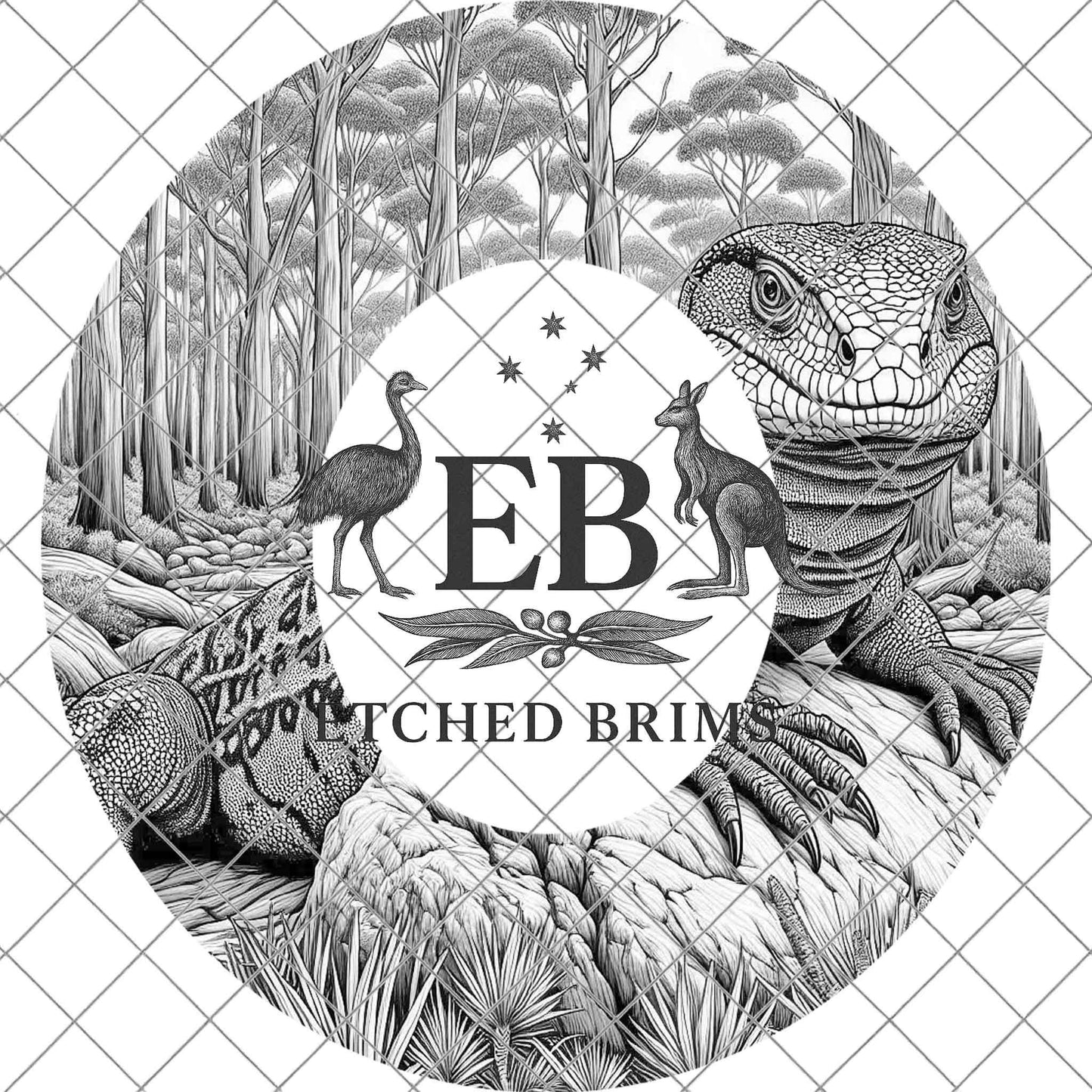 Goanna Brim Template, Hat Burning Design, Australian Wildlife, Laser Engraving Stencil, PDF & PNG File, EB1107