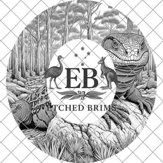 Goanna Brim Template, Hat Burning Design, Australian Wildlife, Laser Engraving Stencil, PDF & PNG File, EB1107