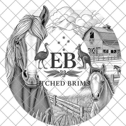 Hat Burning Design, Horse & Foal 2, Farm Design, Hat Burning Template, Cowgirl Hat, Hat Burning Stencil, Wide Brim Hat Design, EB441