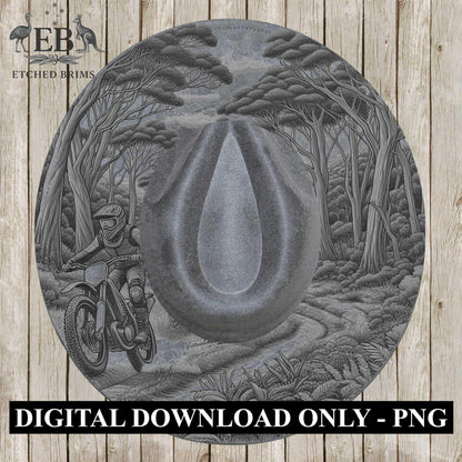 Dirt Bike Rider in the Bush 10, Hat Burning Design, Digital Download PDF & PDF Hand Burning, Wide Brim Hat, Printable Hat Stencil, EB621