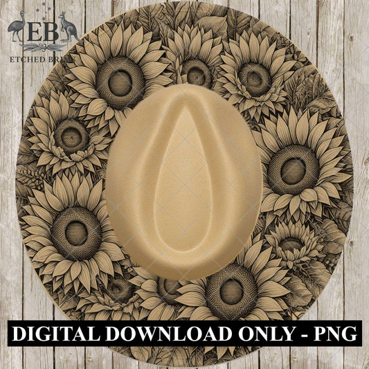 Sunflower Hat Burning Design, Laser Engraving Template for Wide Brim Fedora Hats, EB701