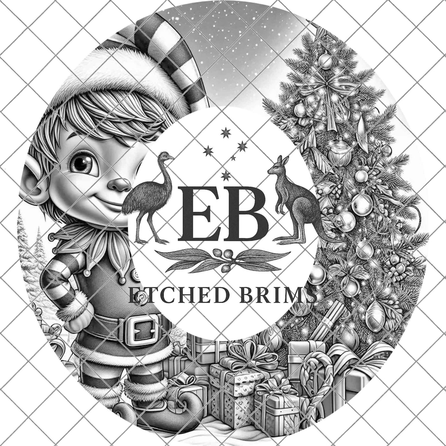 Christmas Elf 1, Hat Burning Design, Festive Digital Download, Hat Burning Template, Wide Brim Hat Design, Hat Stencil, EB745