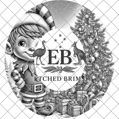 Christmas Elf 1, Hat Burning Design, Festive Digital Download, Hat Burning Template, Wide Brim Hat Design, Hat Stencil, EB745