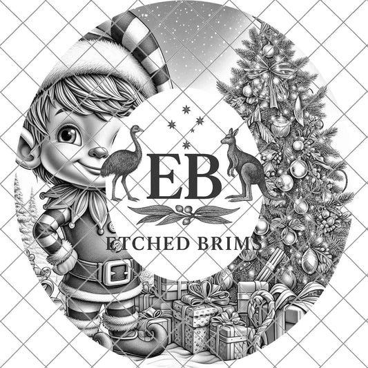 Christmas Elf 1, Hat Burning Design, Festive Digital Download, Hat Burning Template, Wide Brim Hat Design, Hat Stencil, EB745