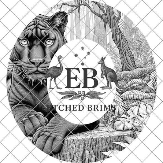 Jungle Panther 6, Hat Burning Design, Digital Download PNG & PDF, Hat Burning Templates, Laser Engraving Design, Hat Burning Stencils, EB492