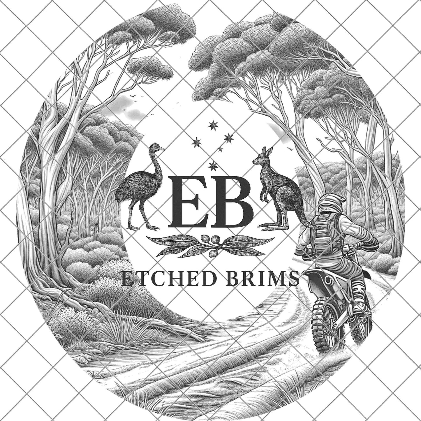 Dirt Bike Rider in the Bush 14, Hat Burning Design, Digital Download PDF & PDF Hand Burning, Wide Brim Hat, Printable Hat Stencil, EB620
