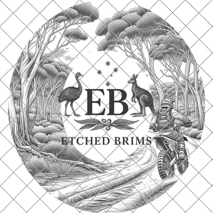 Dirt Bike Rider in the Bush 14, Hat Burning Design, Digital Download PDF & PDF Hand Burning, Wide Brim Hat, Printable Hat Stencil, EB620