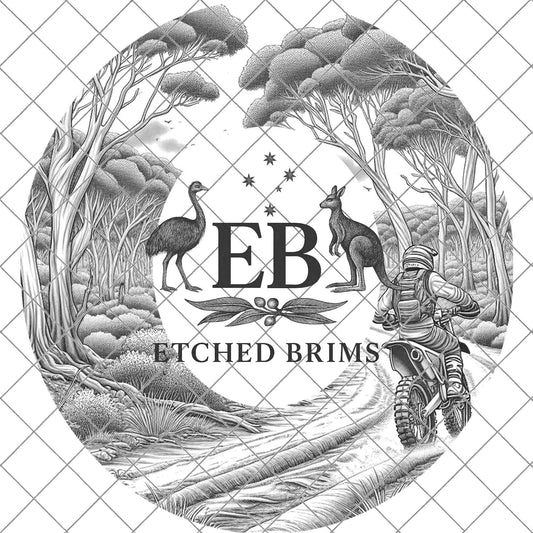 Dirt Bike Rider in the Bush 14, Hat Burning Design, Digital Download PDF & PDF Hand Burning, Wide Brim Hat, Printable Hat Stencil, EB620