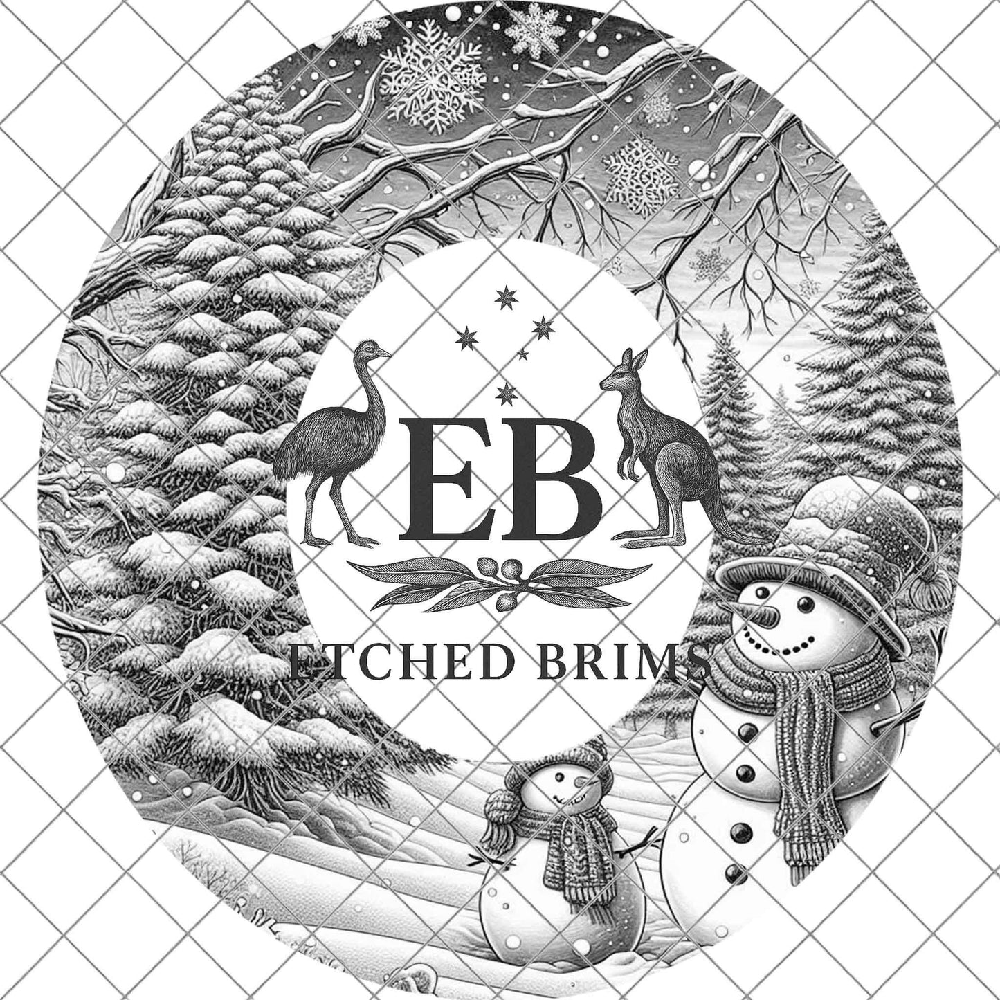 Snowman Hat Burning Design, Winter Laser Engraving Wide Brim Fedora Template, EB694