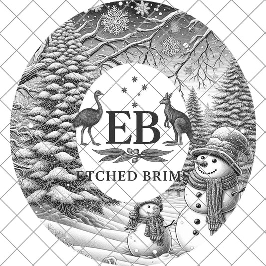 Snowman Hat Burning Design, Winter Laser Engraving Wide Brim Fedora Template, EB694