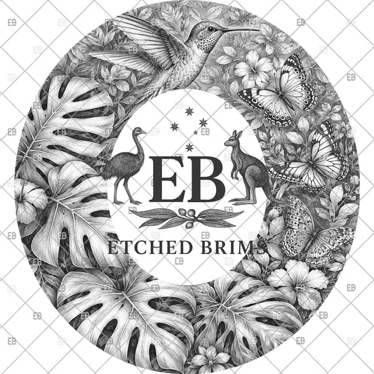 Hummingbird Monstera Flowers, Hat Burning Design, Butterflies Hat Burning Template, Hat Laser Engraving Design, Hat File EB1280