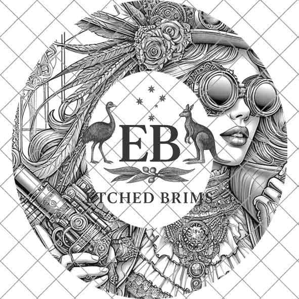 Steampunk 1 Hat Engraving Template, Digital Download Fedora Brim Design with Airship & Steampunk Lady, Laser Hat Design, Hat File EB365