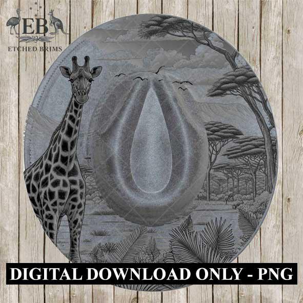 Giraffe Safari 2, Hat Burning Design, Digital Download PNG & PDF, Hat Burning Templates, Laser Engraving Design, Hat Burning Stencils, EB496