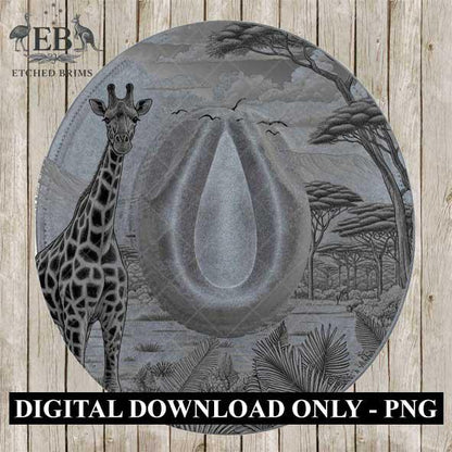 Giraffe Safari 2, Hat Burning Design, Digital Download PNG & PDF, Hat Burning Templates, Laser Engraving Design, Hat Burning Stencils, EB496