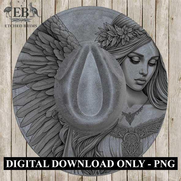 Angel Wings 1, Laser Hat Burning Design, Digital Download PNG, Hat Burning Template, Hat Laser Engraving Design Wide Brim Hat File EB71