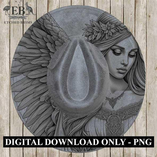 Angel Wings 1, Laser Hat Burning Design, Digital Download PNG, Hat Burning Template, Hat Laser Engraving Design Wide Brim Hat File EB71