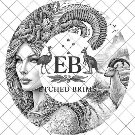 Capricorn Zodiac Hat Design PNG, Laser Engraving File, Western Boho Digital Download, Hat Engraving Design, Western Hat File, EB305