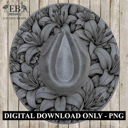 Lilies Flowers Hat File, Laser Hat Burning Design, Digital Download PNG, Hat Burning Template, Hat Laser Engraving Design, Hat File EB45