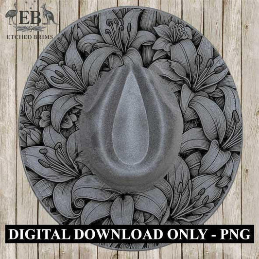Lilies Flowers Hat File, Laser Hat Burning Design, Digital Download PNG, Hat Burning Template, Hat Laser Engraving Design, Hat File EB45