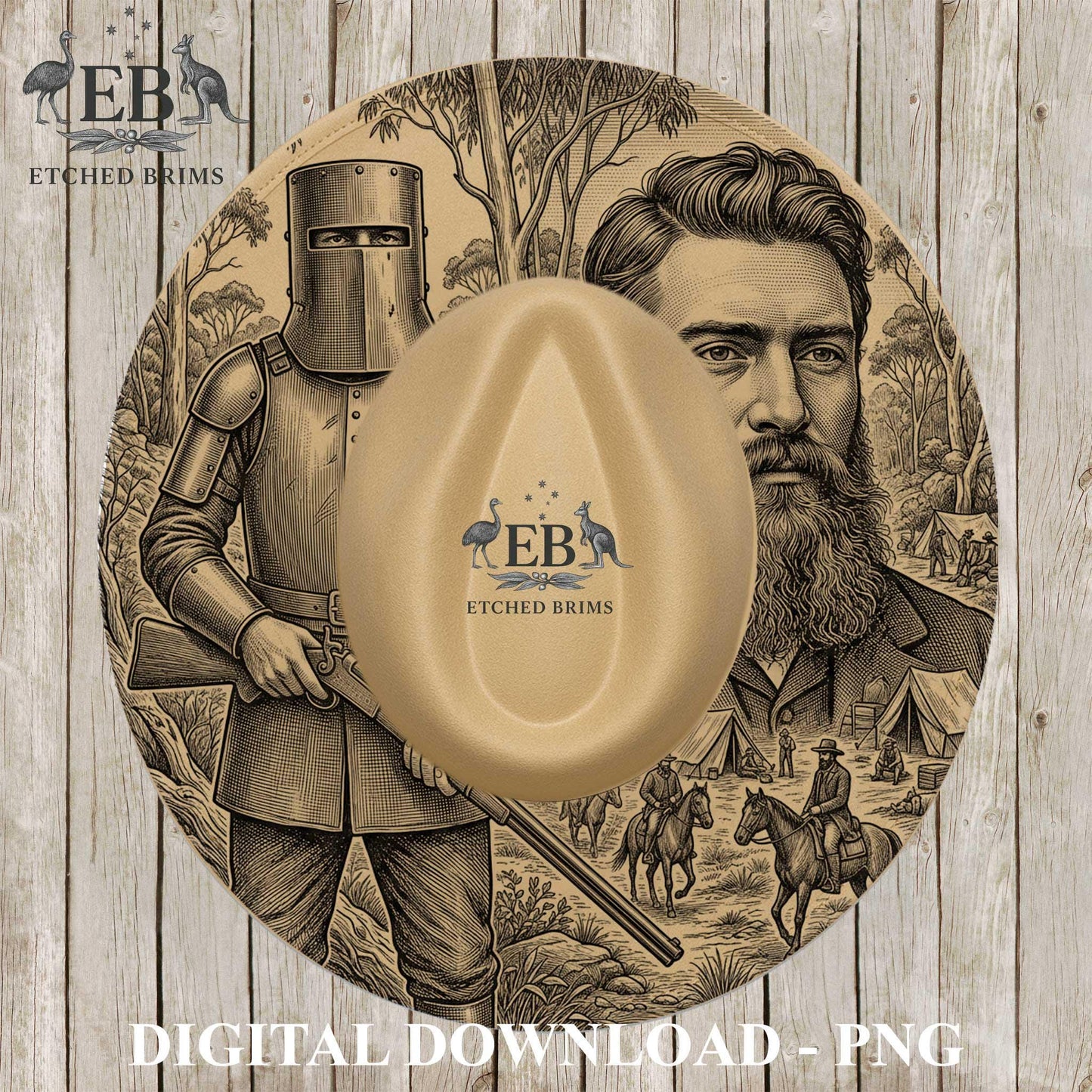 Ned Kelly Australian Outlaw, Hat Burning Design, Laser Engraving Template, Printable Stencil, EB1283