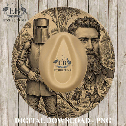Ned Kelly Australian Outlaw, Hat Burning Design, Laser Engraving Template, Printable Stencil, EB1283