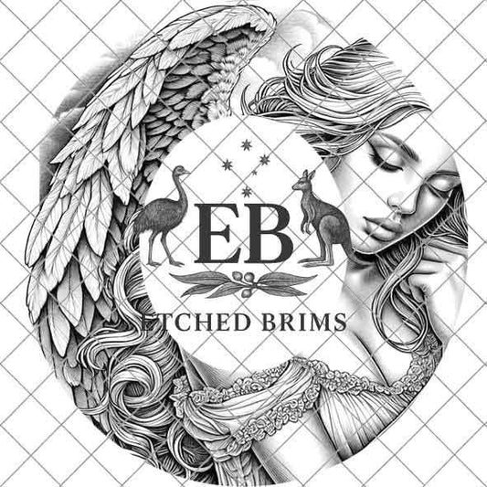 Angel 7, Wings, Laser Hat Burning Design, Digital Download PNG, Hat Burning Template, Hat Laser Engraving Design Wide Brim Hat File EB192