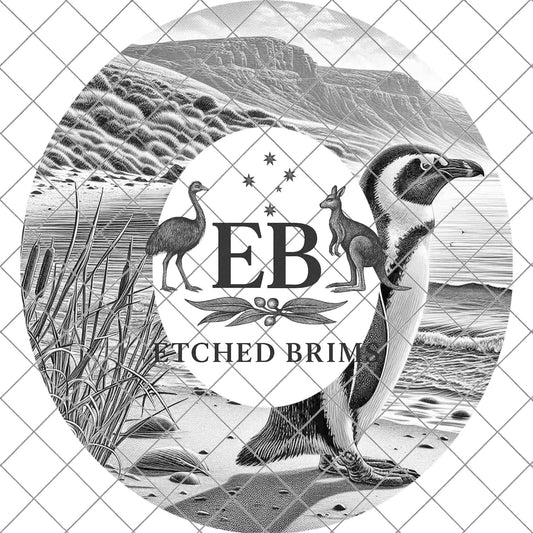 Penguin 7, Hat Burning Design for Wide Brim Hats. PNG for Laser Engraving and PDF Burning Stencil for Hand Burning, EB748