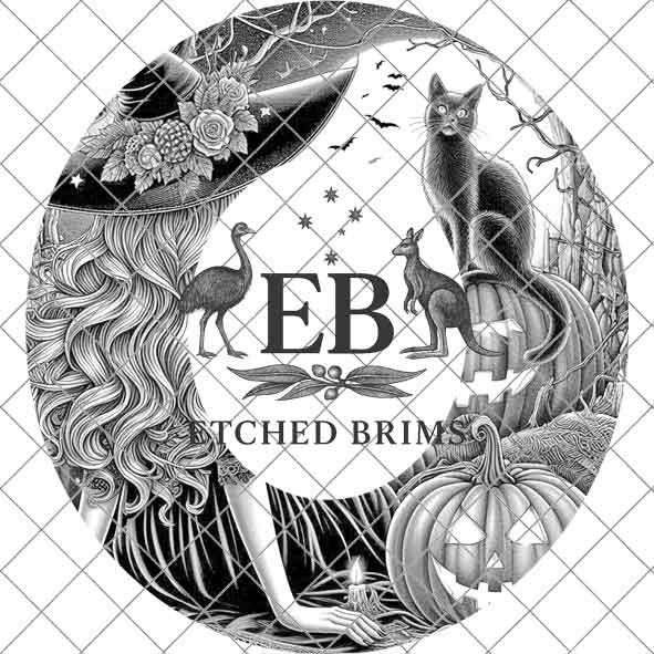 Halloween Hat Template, Witch, Pumpkin, Haunted House, Spooky Season, PNG, Hat Burning Stencil, Hat Burning Design, Engraving Pattern, EB430