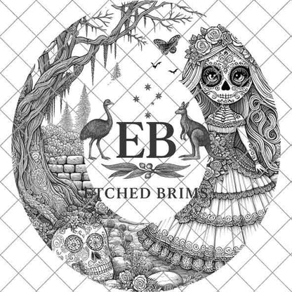 Sugar Skull 3 Hat Engraving Design, Laser Brim Template, Day of the Dead, Western Hat File, Cowgirl Brim Design, Day of the Dead Design EB64