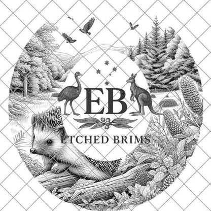 Hat Burning Design, Hedgehog and Woodlands 5, Wide Brim Hat Design, Hat Burning Template, Hat Burning Stencil, Laser File, PNG File, EB474