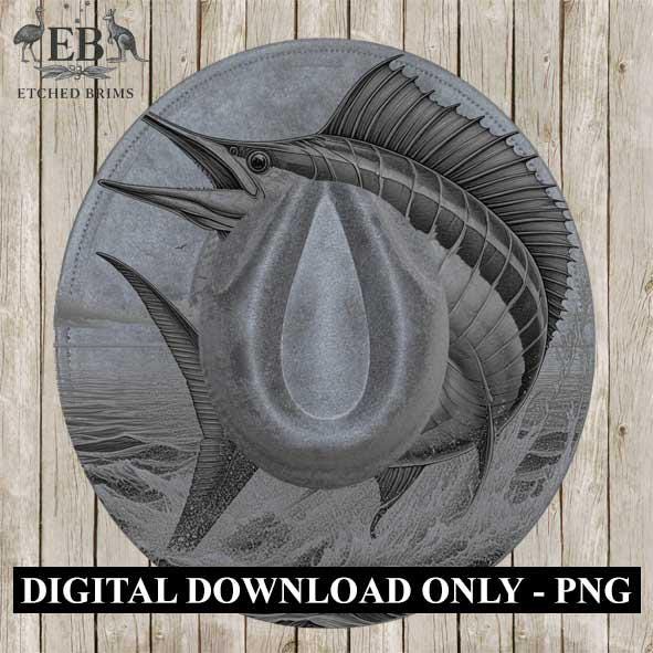Marlin Fish 13 Hat File, Hat Burning Design, Digital Download PNG, Hat Burning Template, Hat Laser Engraving Design, Ocean, Hat File EB345
