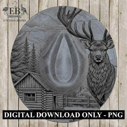 Hat Burning Design, Deer 1, Hat Burning Stencil, Hat Burning Template, Hat Laser Engraving Design, PNG & PDF File, Hunting, Hat File EB455