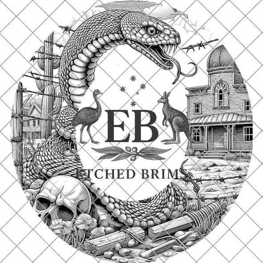 Snake Skull Western 5, Western Brim PNG Template, Digital Laser Burn Design for Wide Brim Faux Suede Hats, Laser Hat Burning File EB209