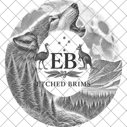 Wolf, Burned Hat Templates, Wide Brim Hat Pattern, Pyrography Hat Design, PNG File, Hat Burning Design, EB804