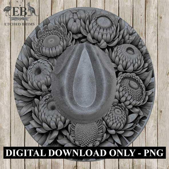 Australian Native Waratah Flowers 1 Hat File, Hat Burning Design, Hat Burning Template, Hat Laser Engraving Design, Hat File EB262