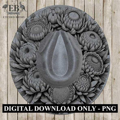 Australian Native Waratah Flowers 1 Hat File, Hat Burning Design, Hat Burning Template, Hat Laser Engraving Design, Hat File EB262