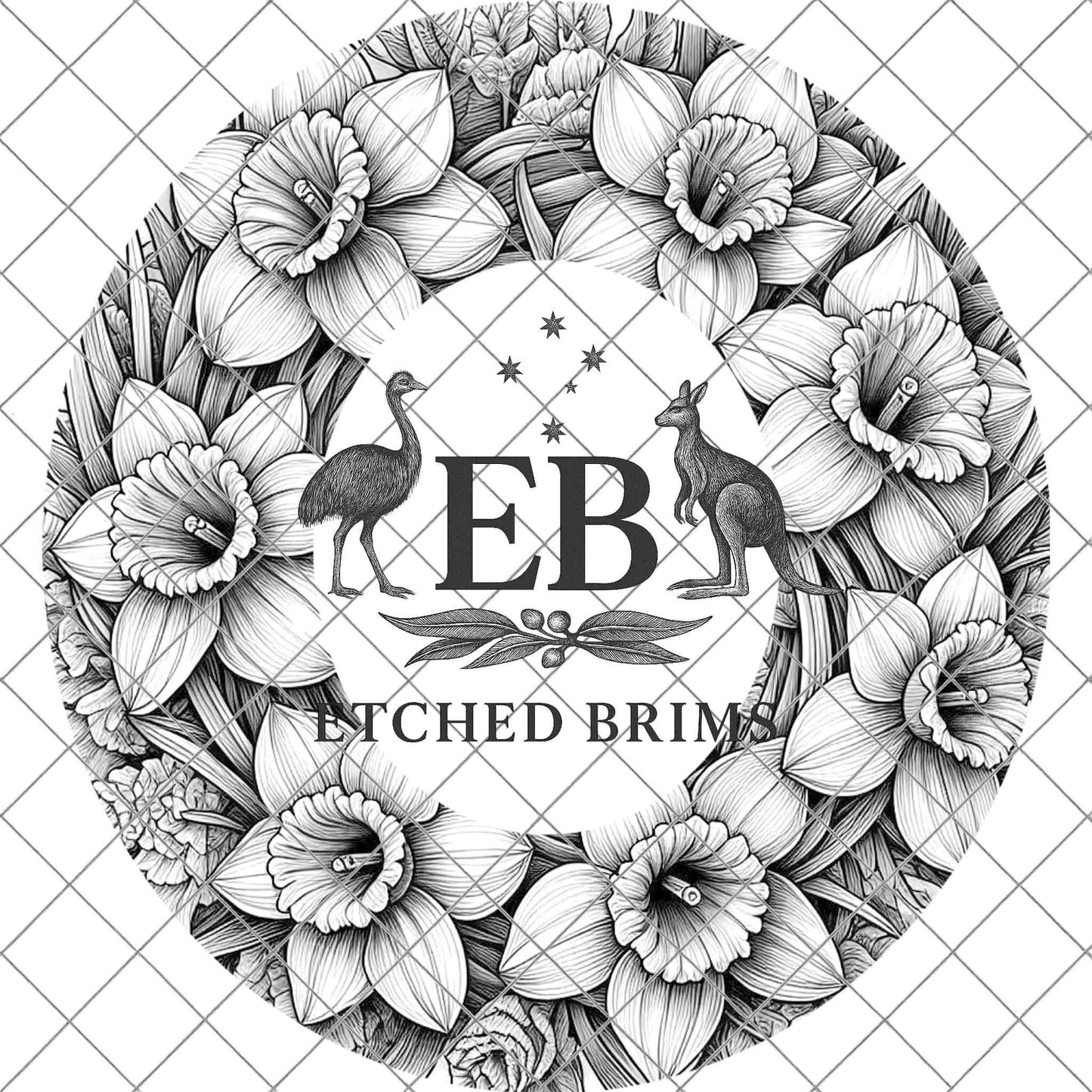 Daffodil Flowers 3, Hat Burning Design, Digital Download PDF & PDF Hand Burning, Wide Brim Hat, Printable Hat Stencil, EB615