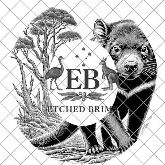 Tasmanian Devil Laser Hat Burning Design, Digital Download PNG, Hat Burning Template, Hat Laser Engraving Design, Wide Brim Hat File EB02