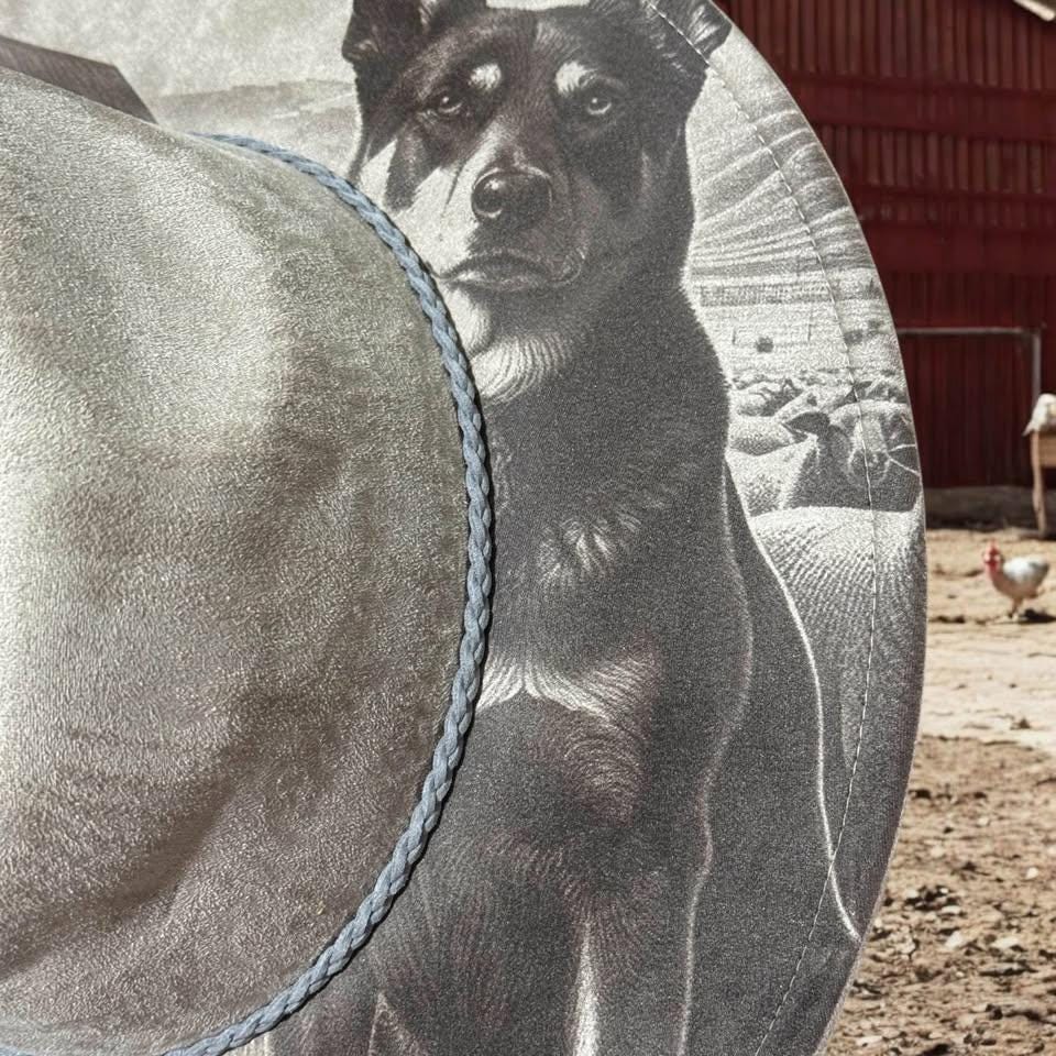 Sheepdog Spirit - Engraved Kelpie Wide Brim Hat, Vegan Suede Fedora Hat, Laser Engraved, Cowboy Hat, Burned Fedora, Kelpie Design